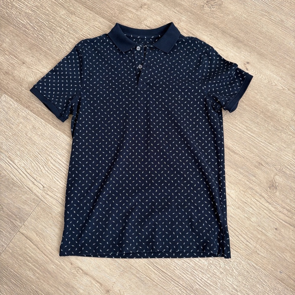Abercrombie & Fitch Navy Polo with Micro Print